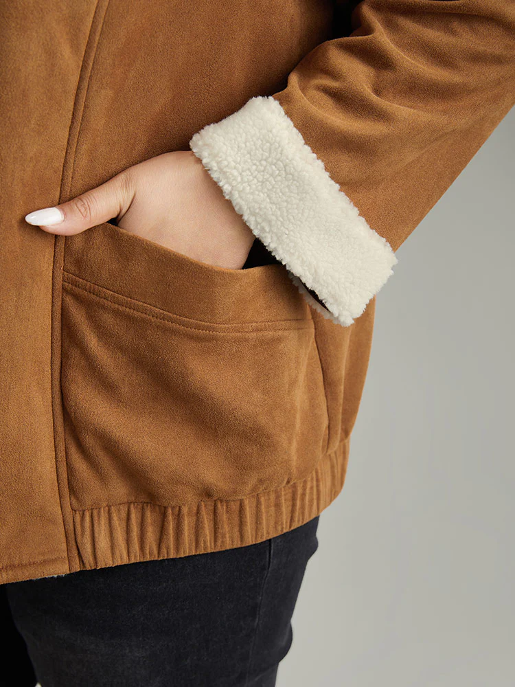 Contrast Lapel Collar Patched Pocket Jacket - Image 6
