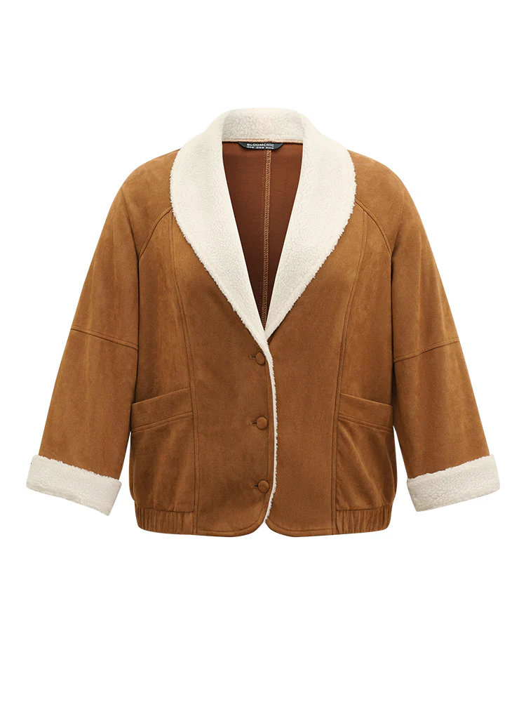 Contrast Lapel Collar Patched Pocket Jacket - Image 7