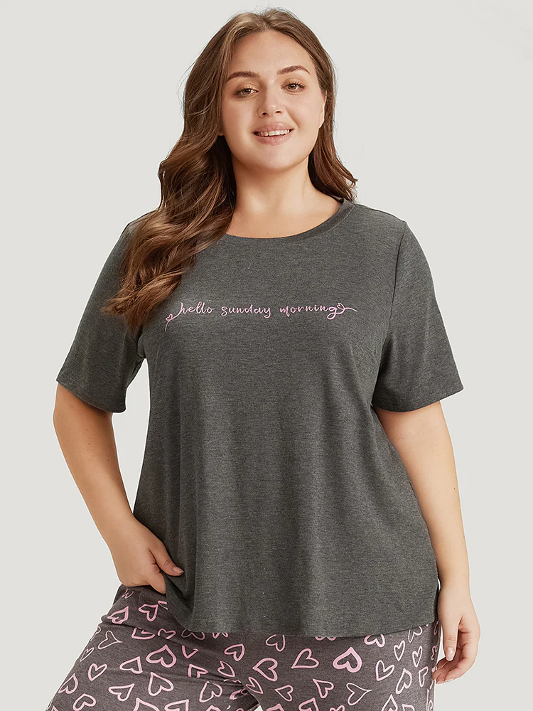 Sunday Morning Print Heather Pajama Top