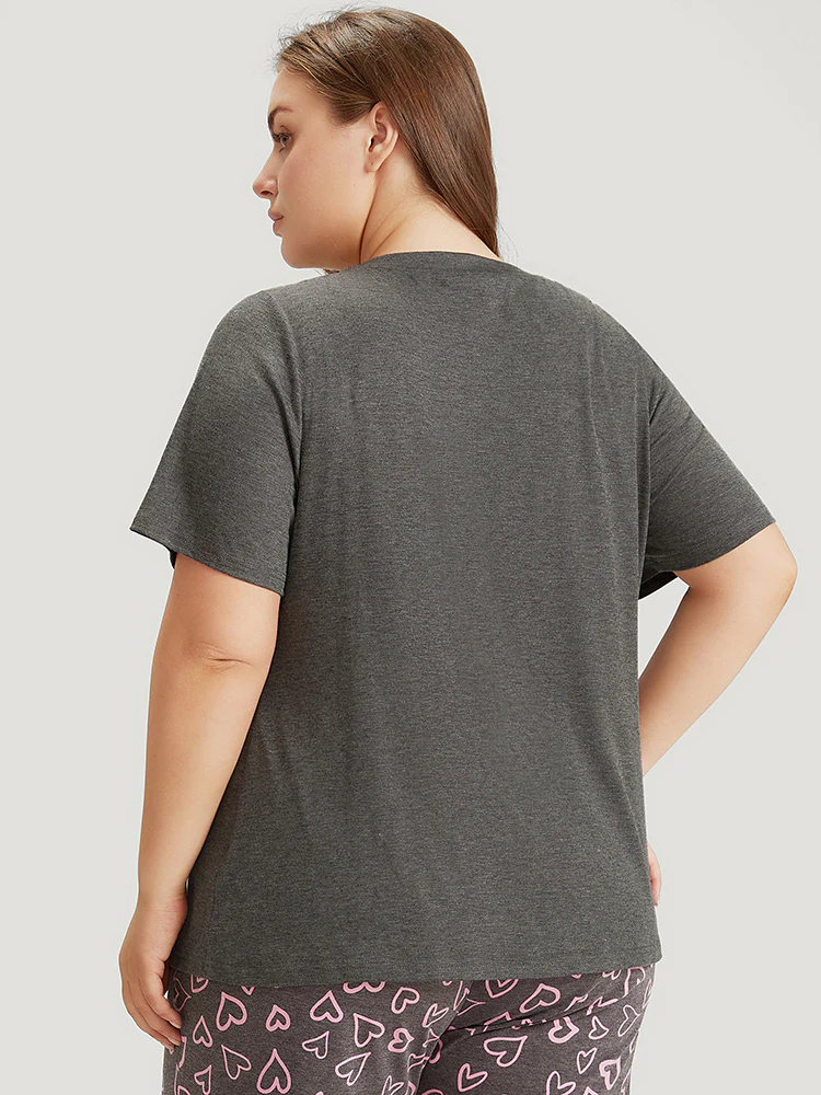 Sunday Morning Print Heather Pajama Top - Image 2