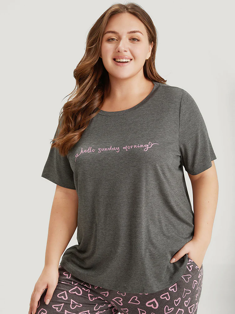 Sunday Morning Print Heather Pajama Top - Image 3