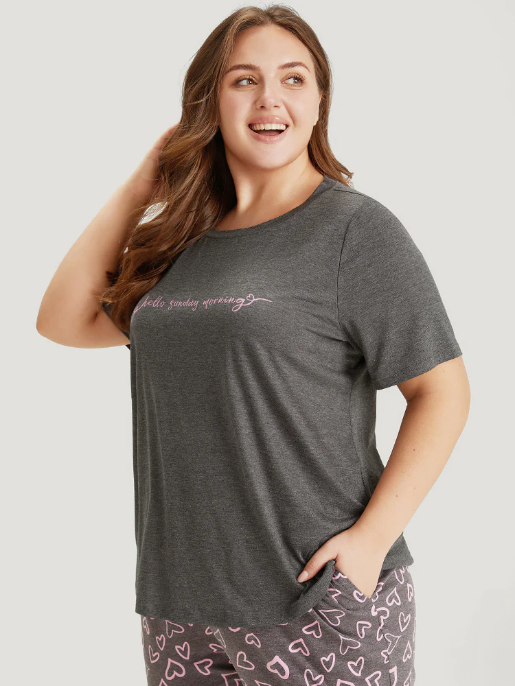 Sunday Morning Print Heather Pajama Top - Image 5