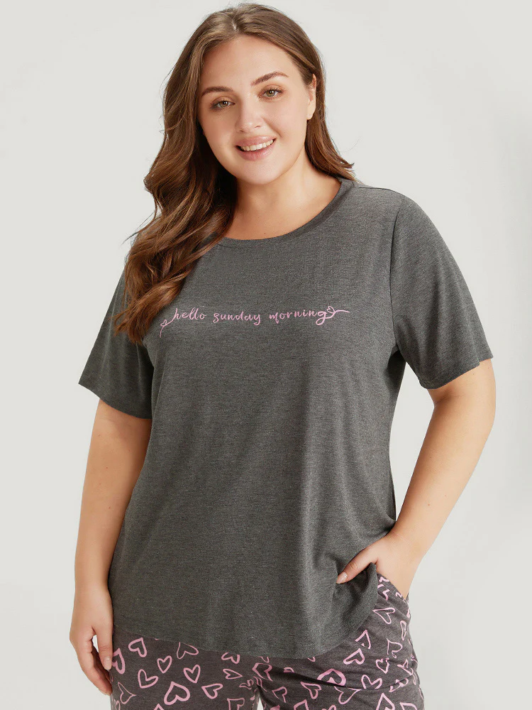 Sunday Morning Print Heather Pajama Top - Image 6