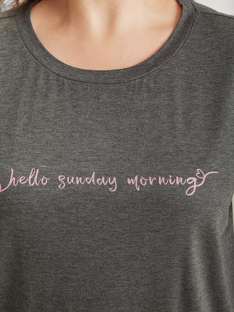 Sunday Morning Print Heather Pajama Top - Image 8