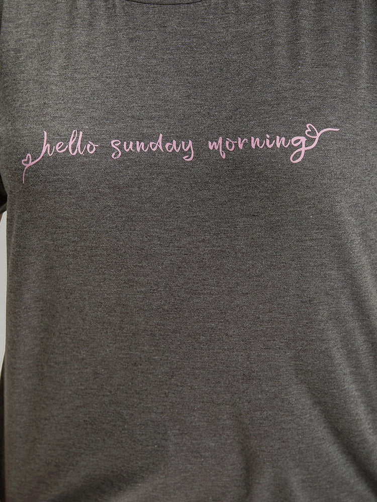Sunday Morning Print Heather Pajama Top - Image 9