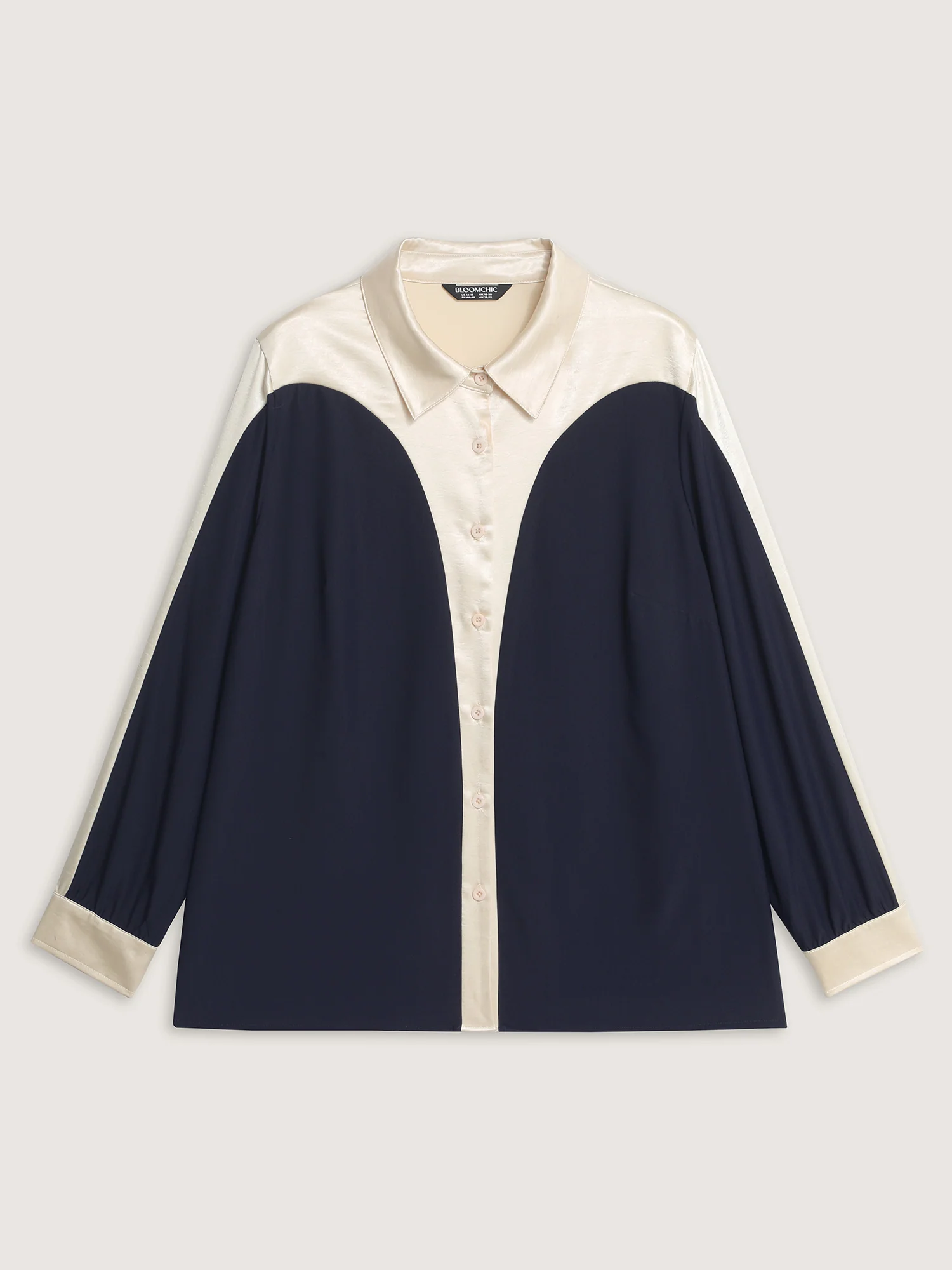 Contrast Material Button-Down Blouse - Image 7