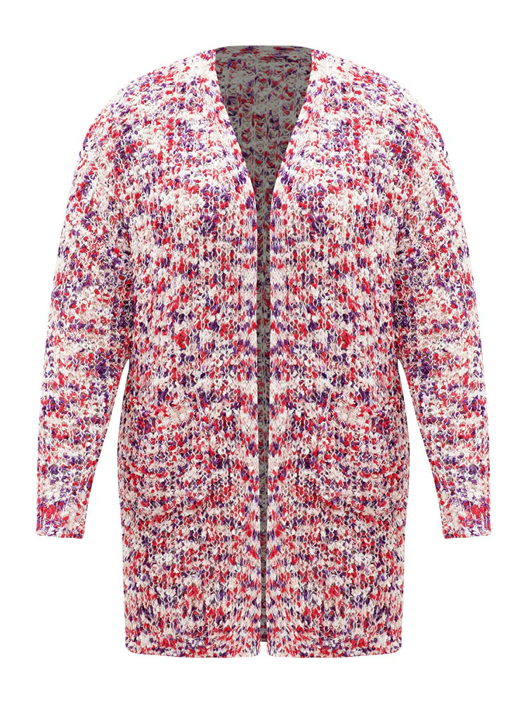 Contrast Fuzzy Open Front Patched Pocket Cardigan - Image 8
