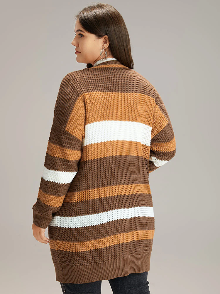 Contrast Open Front Patched Pocket Tunic Cardigan - Image 2