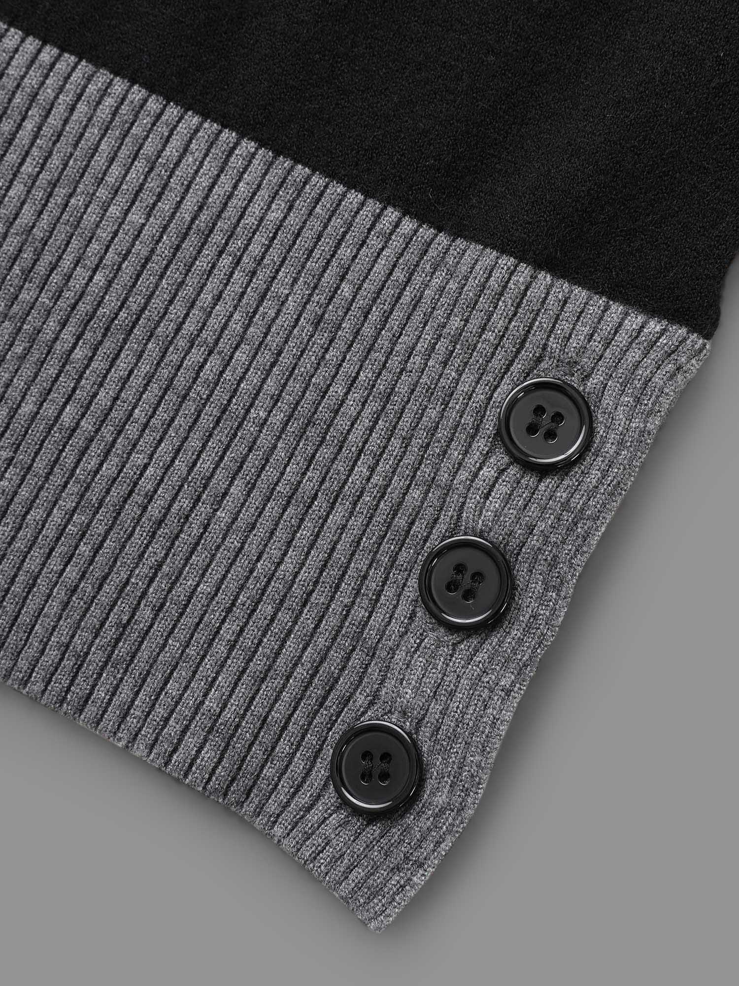 Contrast Overlap Collar Button Detail Pullover - Image 7