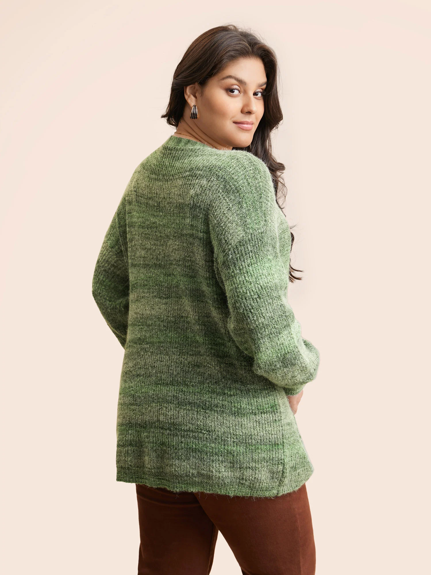 Contrast Patched Pocket Drop Shoulder Cardigan - Image 2