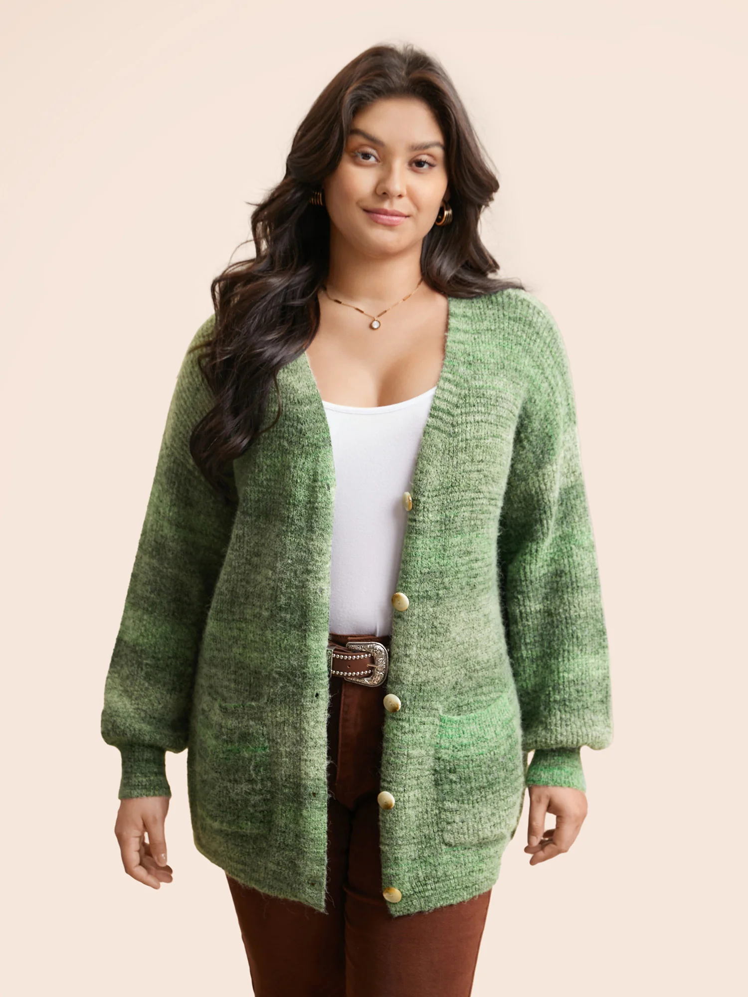 Contrast Patched Pocket Drop Shoulder Cardigan - Image 3