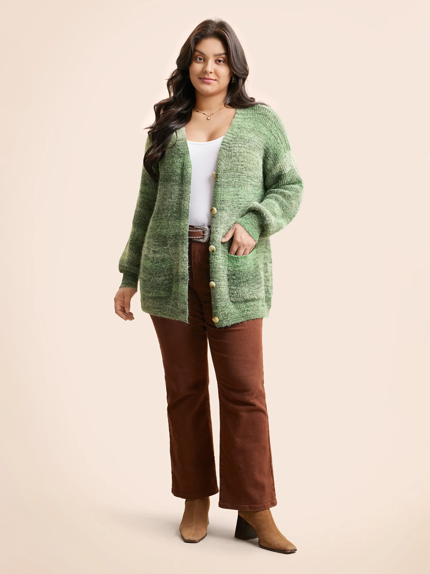 Contrast Patched Pocket Drop Shoulder Cardigan - Image 4