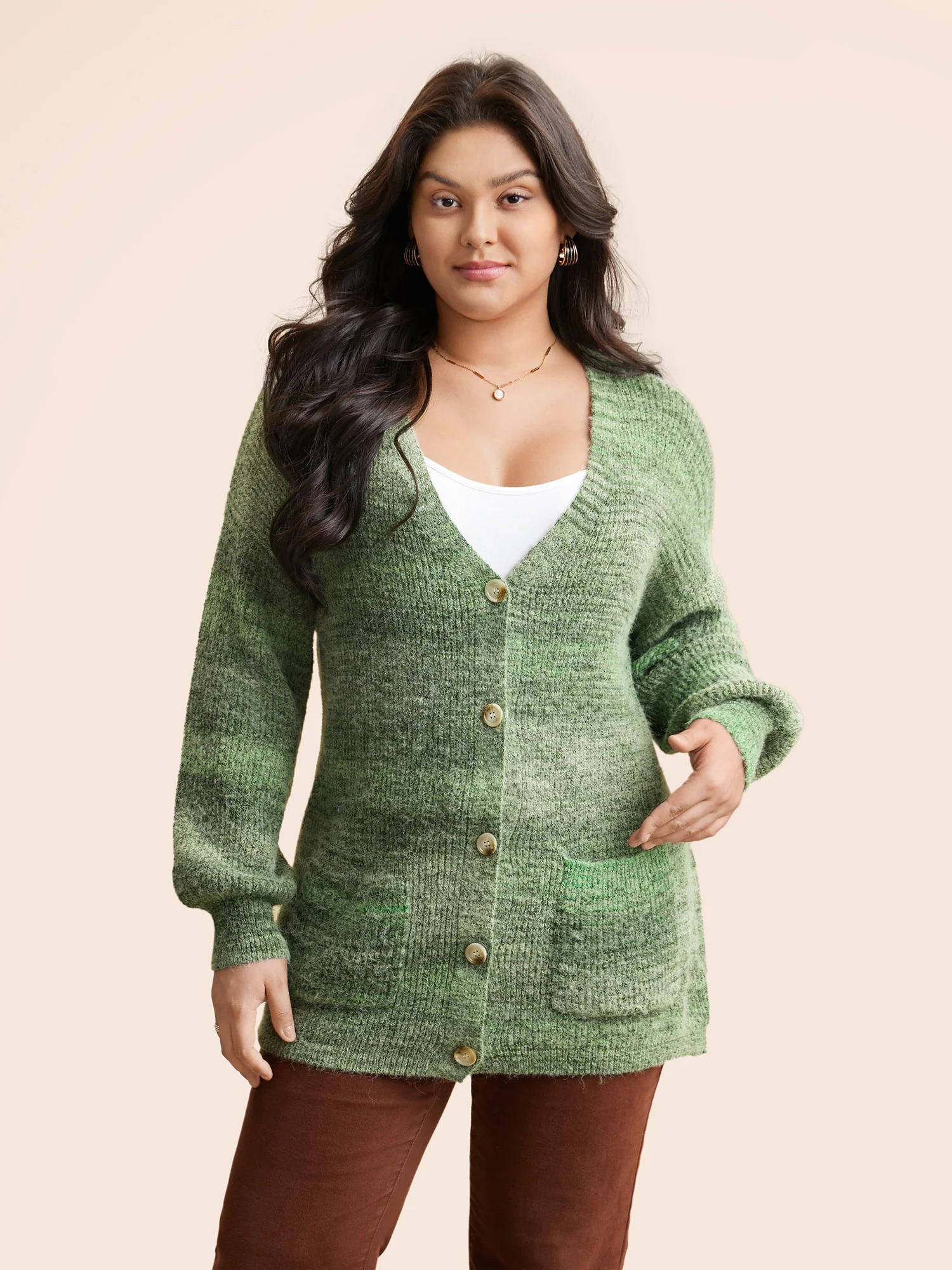 Contrast Patched Pocket Drop Shoulder Cardigan - Image 5