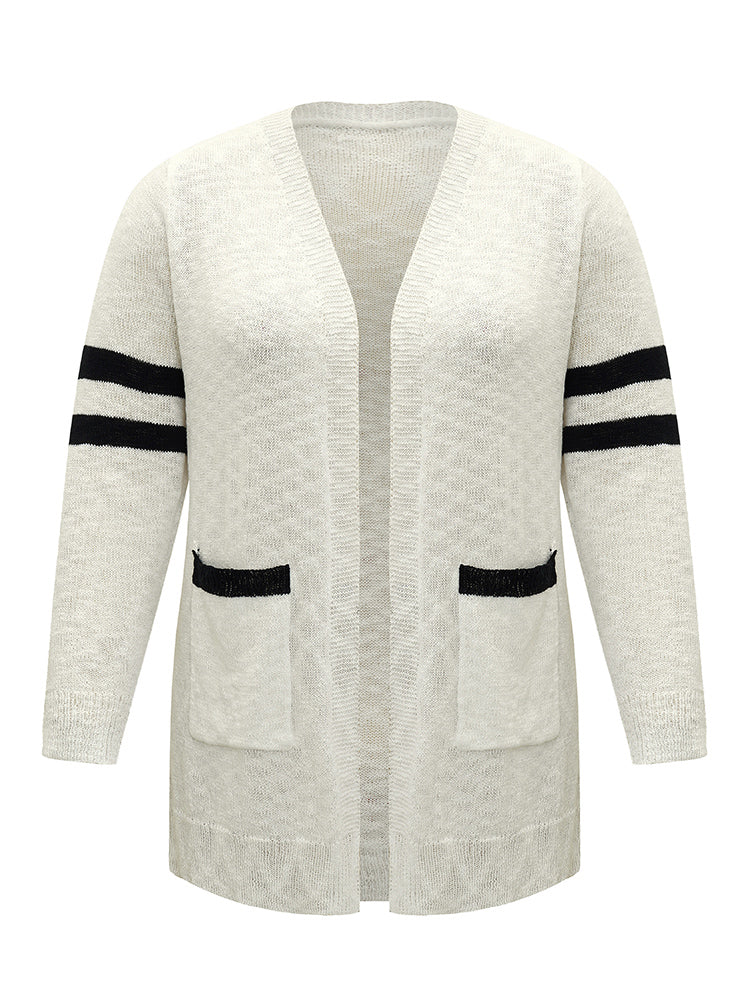 Contrast Patched Pocket Open Front Cardigan - Image 10