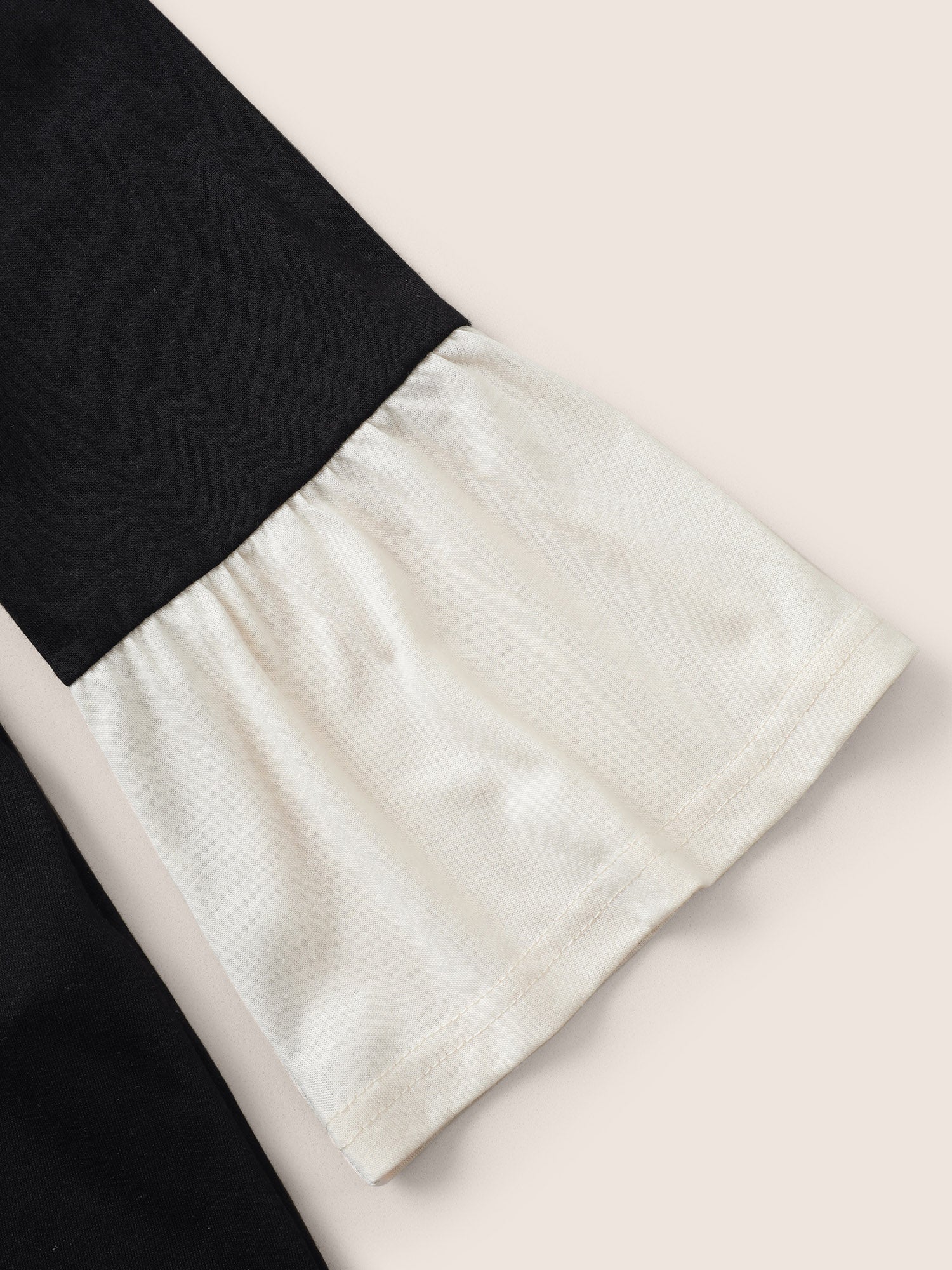 Contrast Patchwork Bell Sleeve T-shirt - Image 5