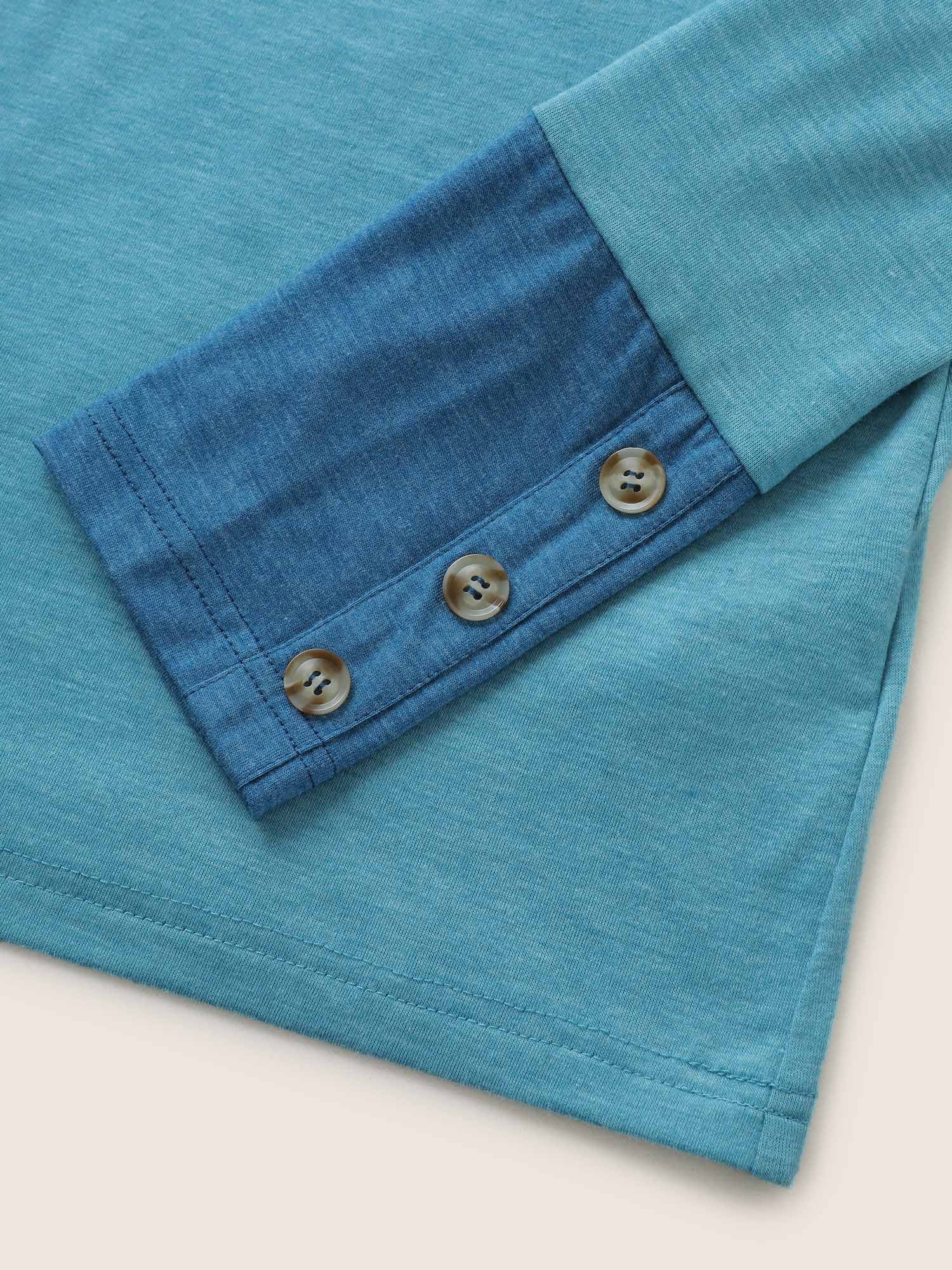 Contrast Patchwork Button Detail T-shirt - Image 7