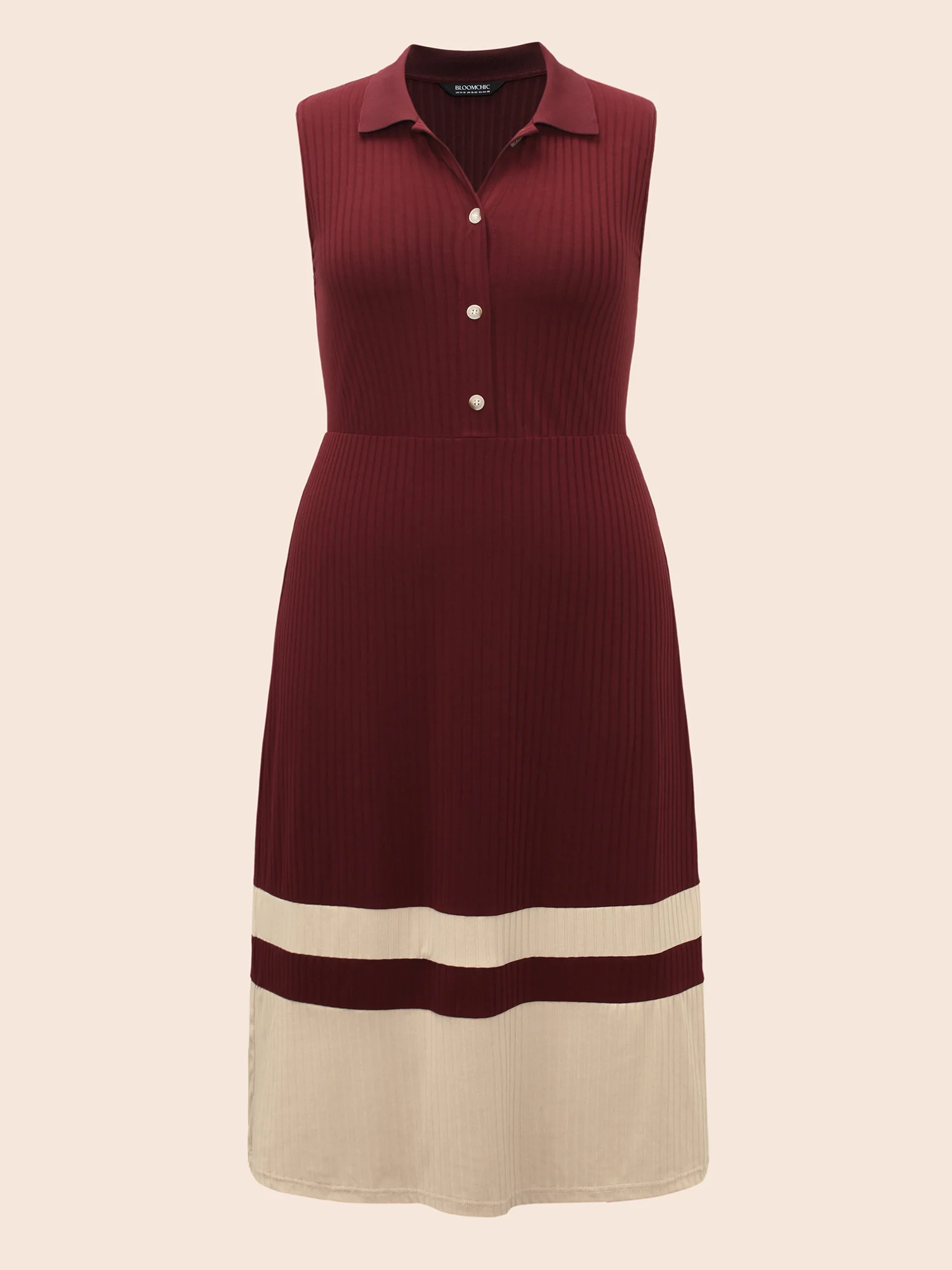 Contrast Patchwork Button Up Dress - Image 8