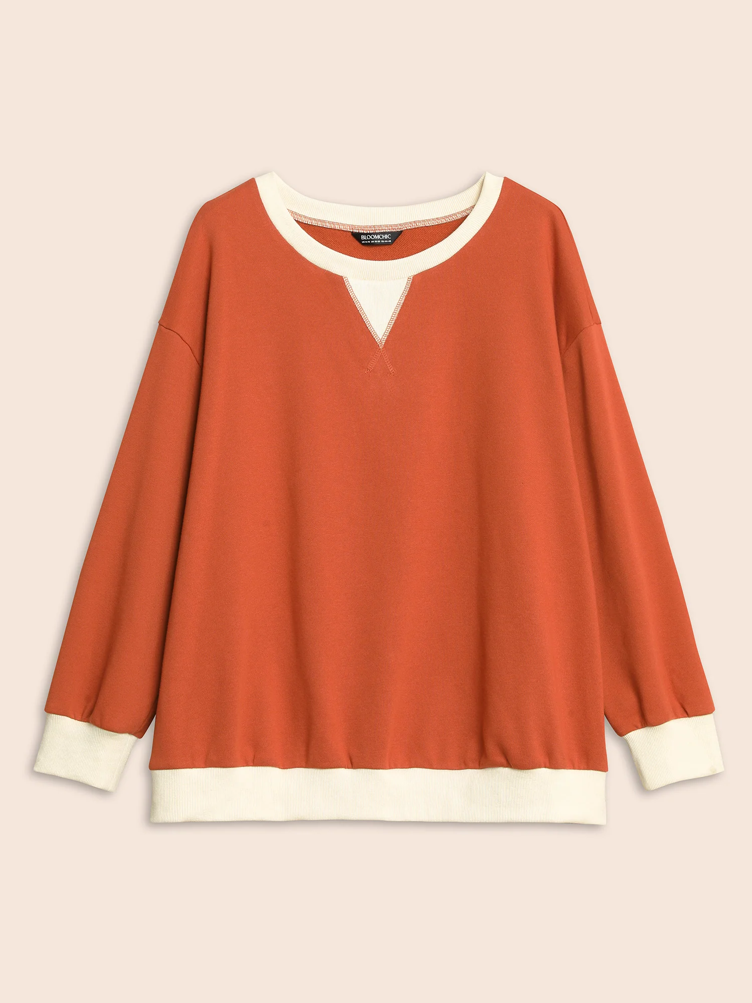 Contrast Patchwork Drop Shoulder Sleeve Sweatshirt - Image 7