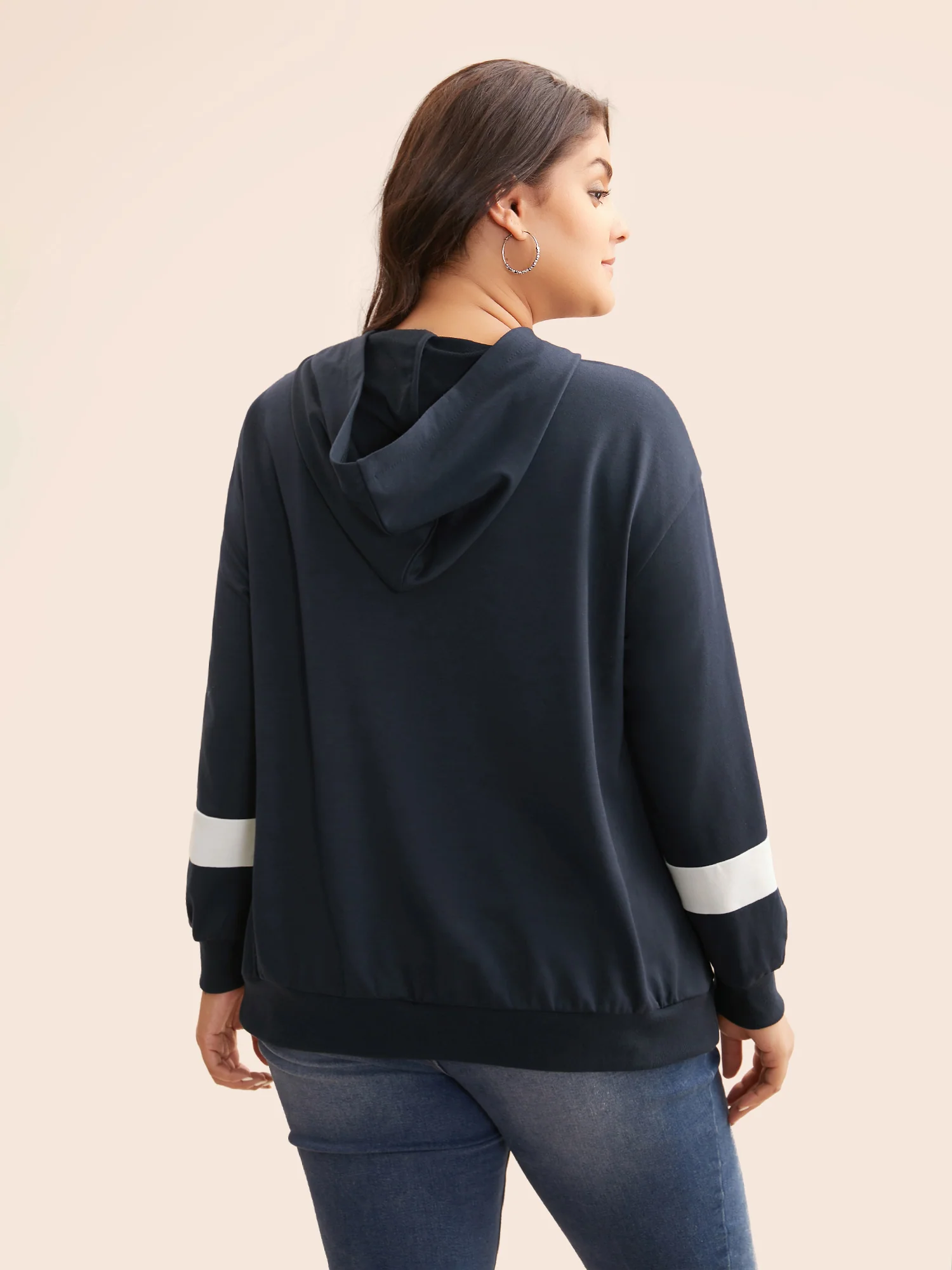 Contrast Patchwork Hooded Sweatshirt - Image 5
