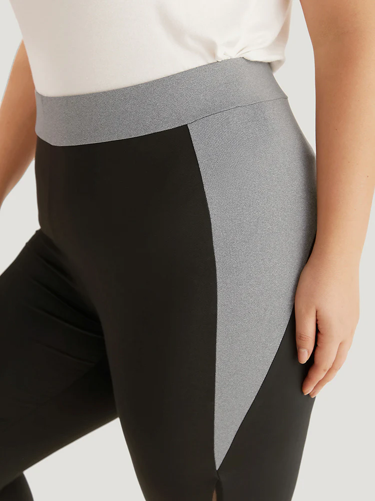 Contrast Patchwork Mesh Skinny High Rise Leggings - Image 7