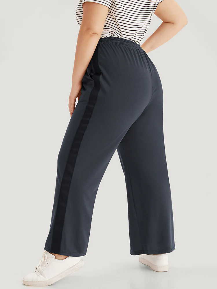 Contrast Patchwork Pocket Drawstring Split Hem Sweatpants - Image 4