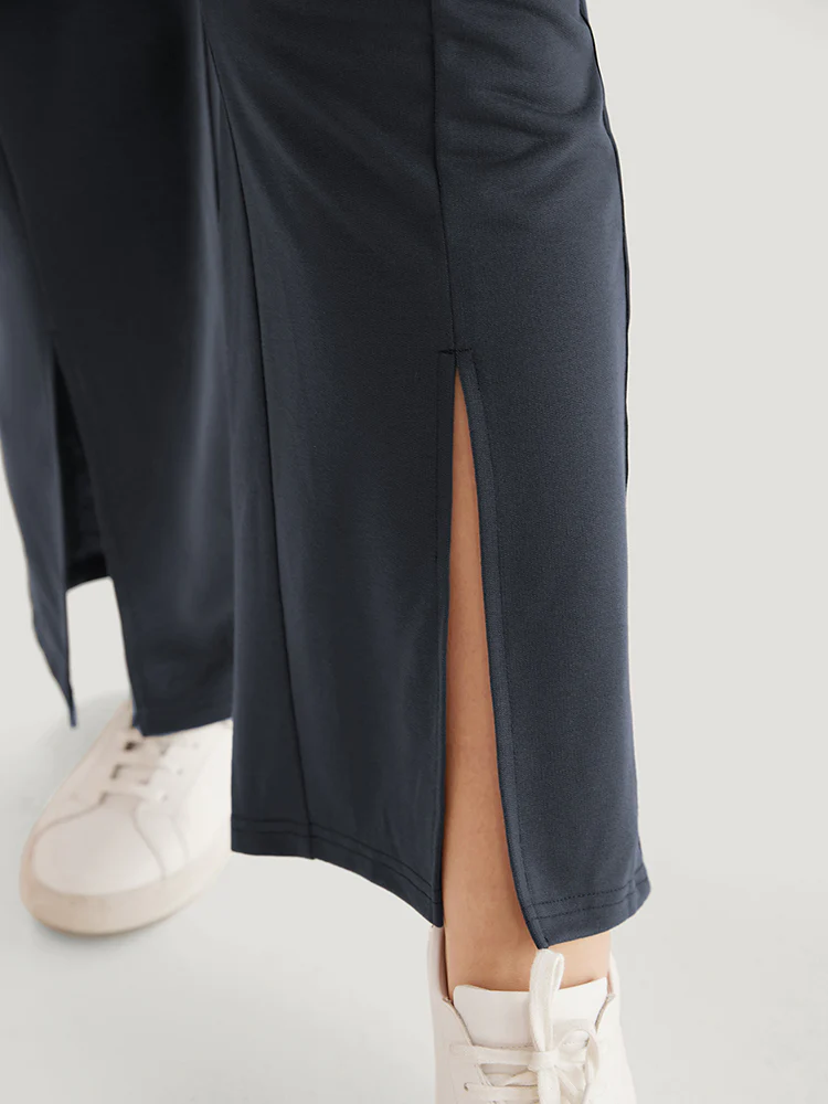 Contrast Patchwork Pocket Drawstring Split Hem Sweatpants - Image 7