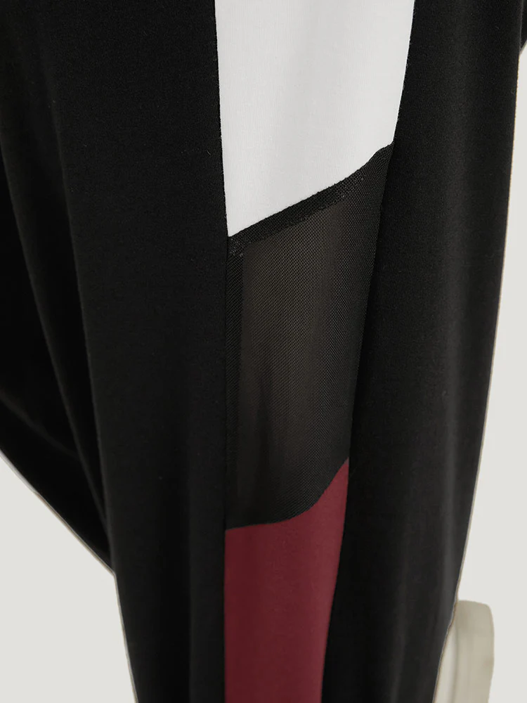 Contrast Patchwork Pocket Elastic Waist Carrot Sweatpants - Image 6
