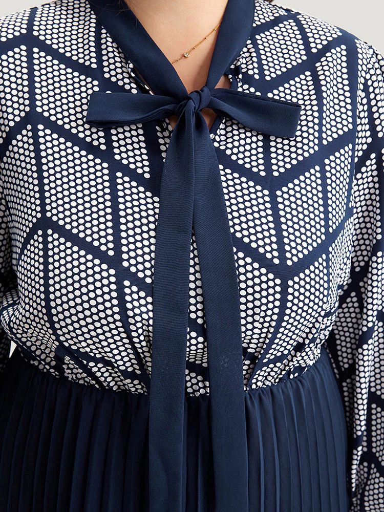 Contrast Patchwork Ties Pleated Dress - Image 6