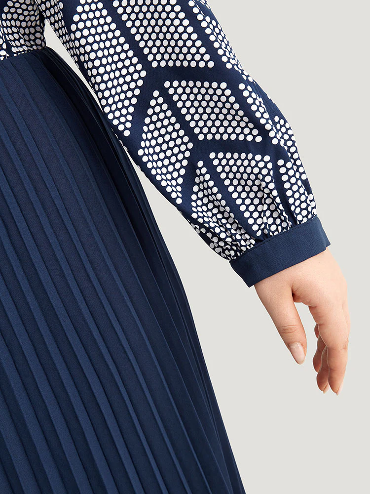 Contrast Patchwork Ties Pleated Dress - Image 7