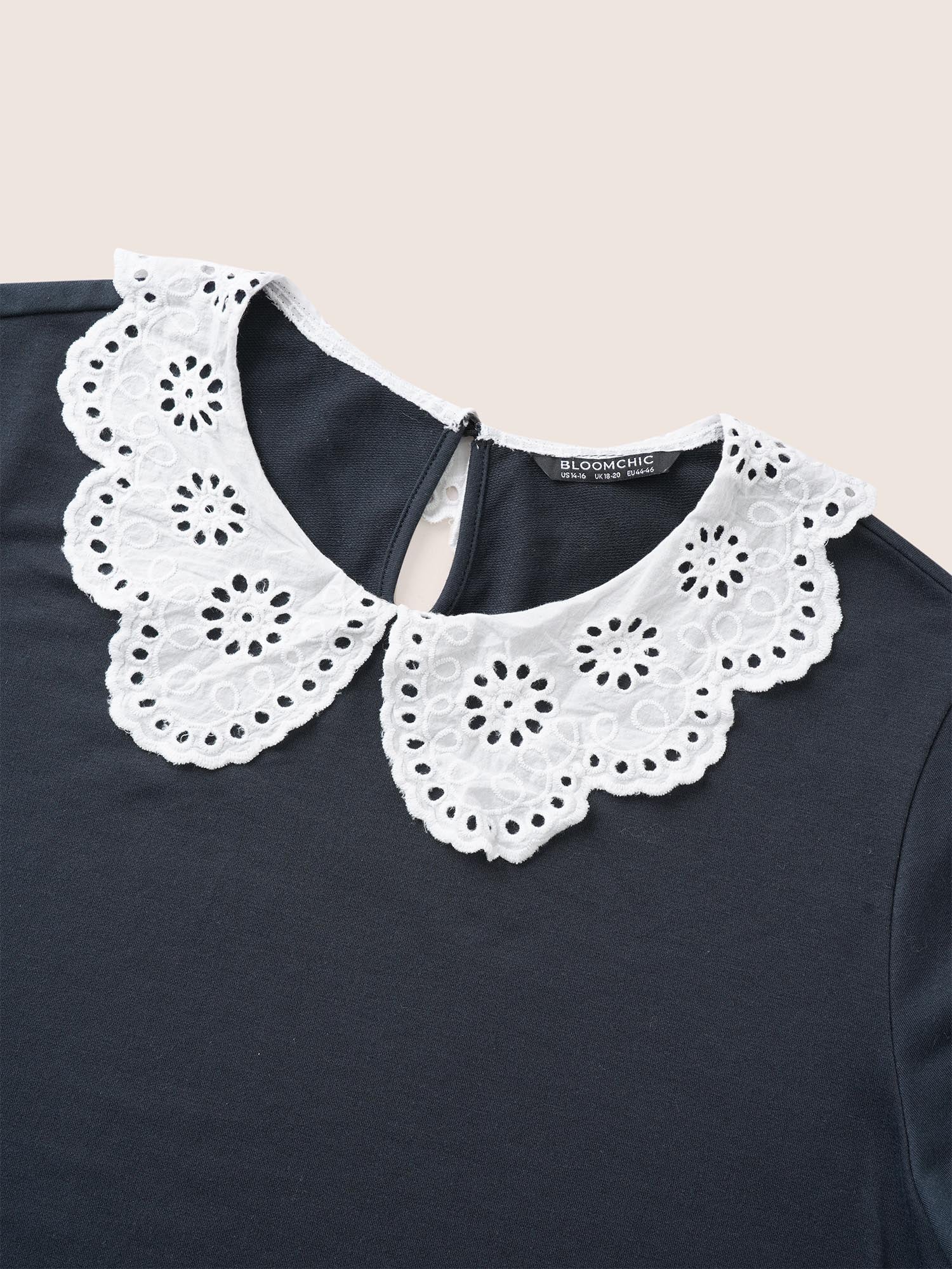 Contrast Peter Pan Collar Broderie Anglaise Sweatshirt - Image 5