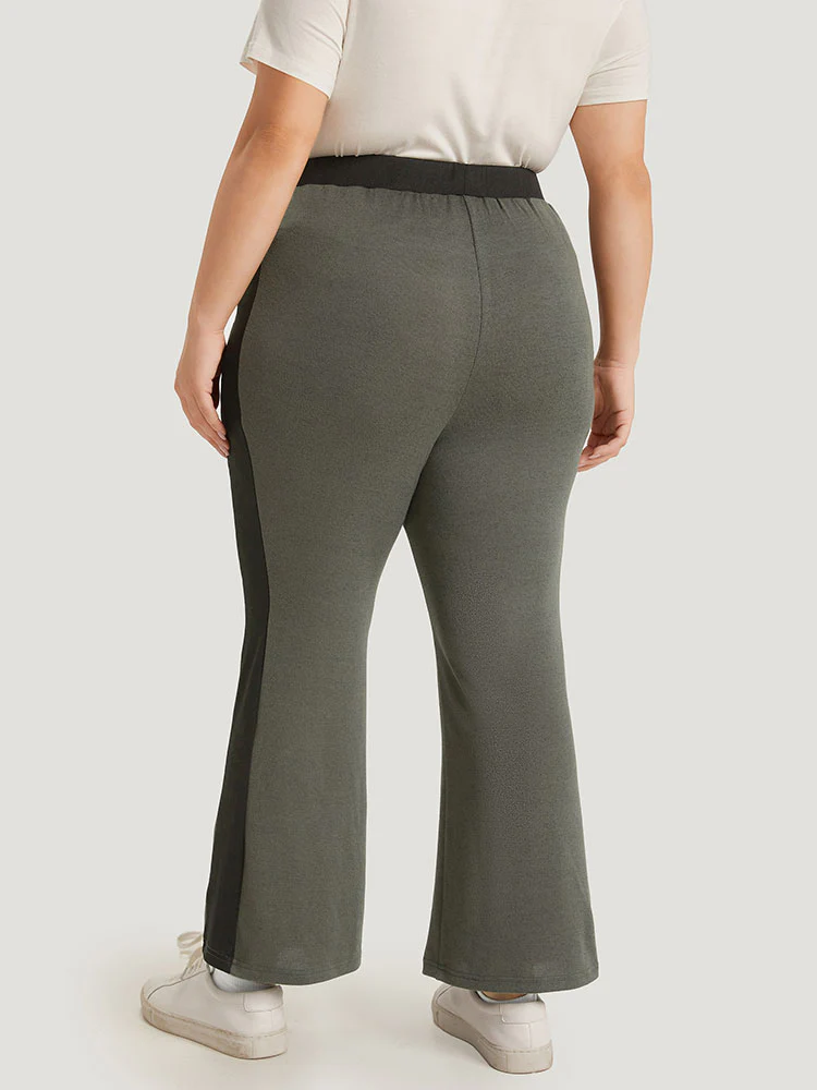 Contrast Pocket Drawstring Bootcut High Rise Sweatpants - Image 4