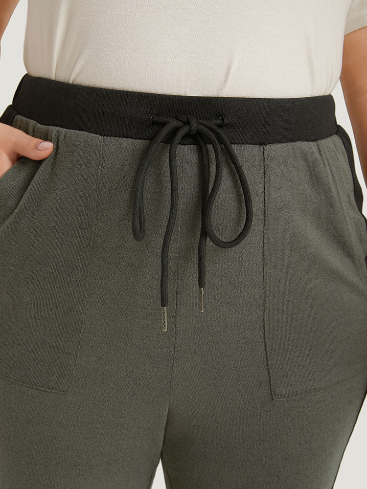 Contrast Pocket Drawstring Bootcut High Rise Sweatpants - Image 5
