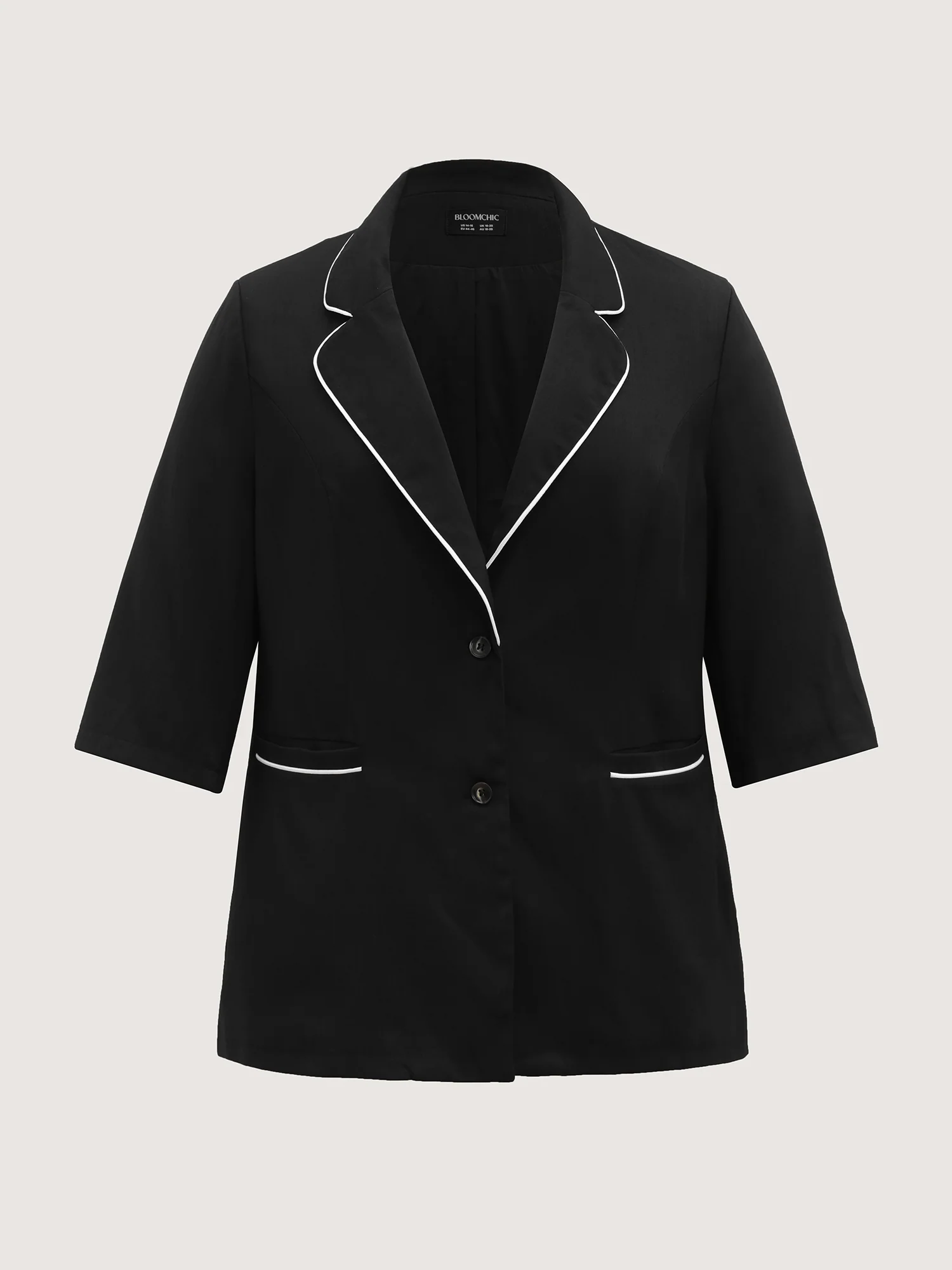 Contrast Pockets Three-Quarter Sleeve Blazer - Image 8