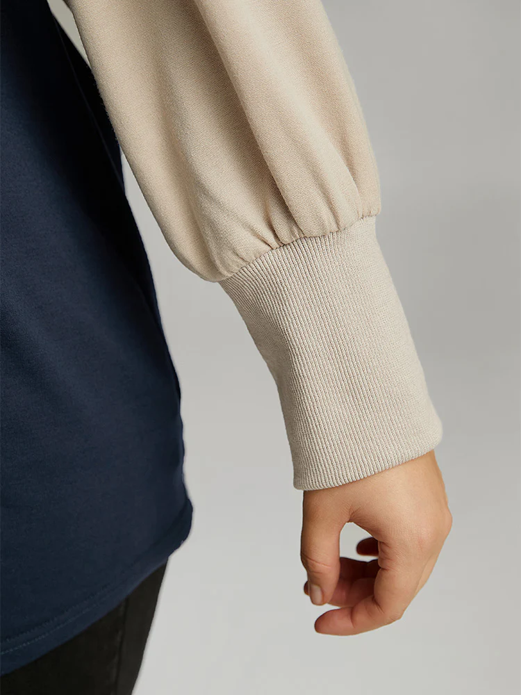 Contrast Raglan Sleeve Elastic Cuffs Sweatshirt - Image 6
