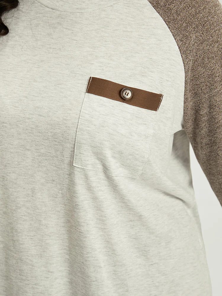 Contrast Raglan Sleeve Patched Pocket T-shirt - Image 8