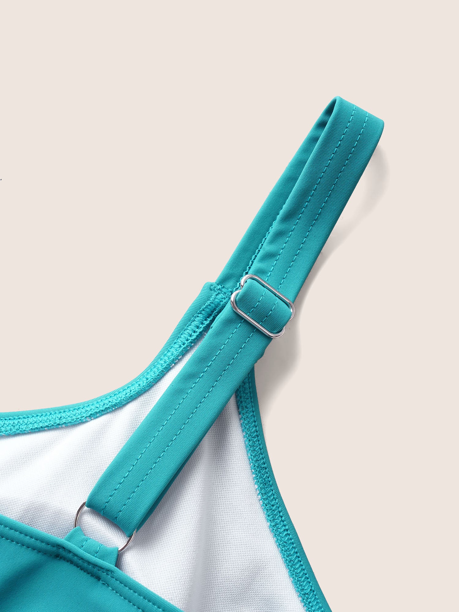 Contrast Ruffles Adjustable Straps Swim Top - Image 6