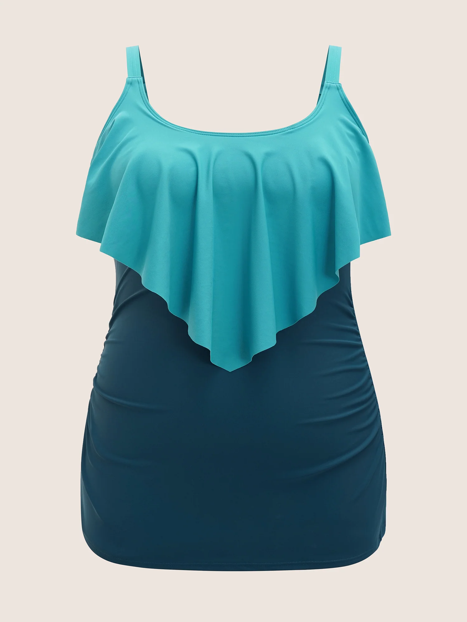 Contrast Ruffles Adjustable Straps Swim Top - Image 7