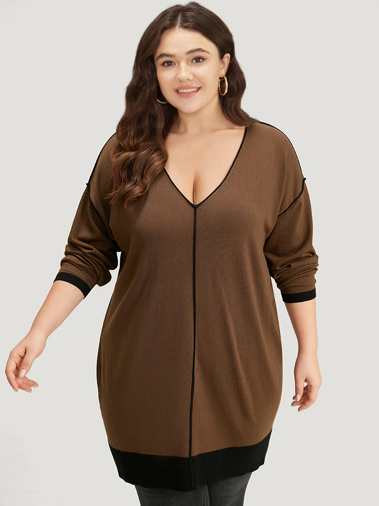 Contrast Seam Detail Drop Shoulder Pullover - Image 3