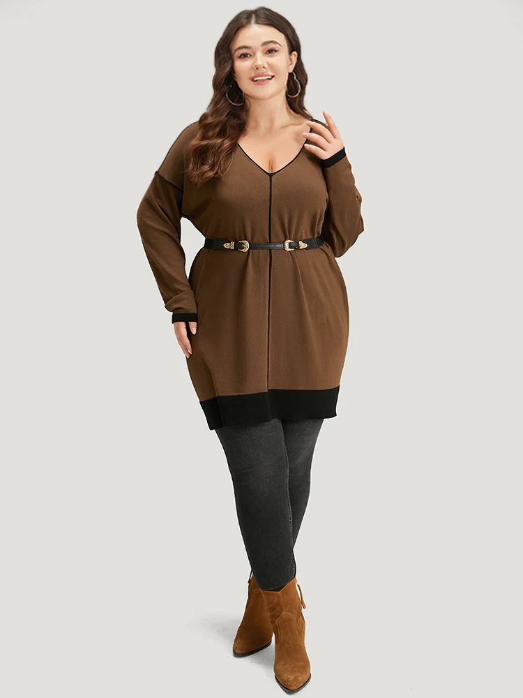 Contrast Seam Detail Drop Shoulder Pullover - Image 4