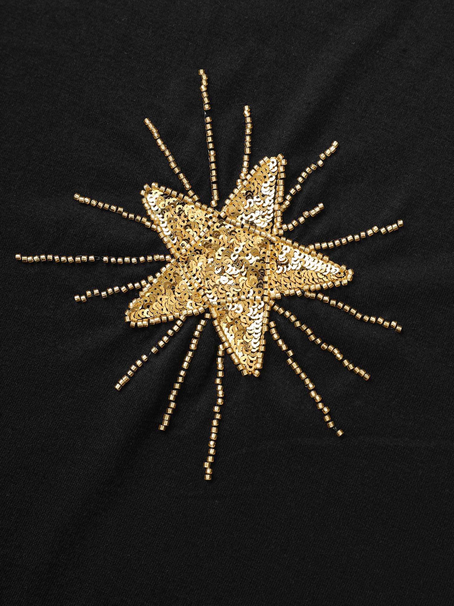 Contrast Star Sequin Round Neck T-shirt - Image 5