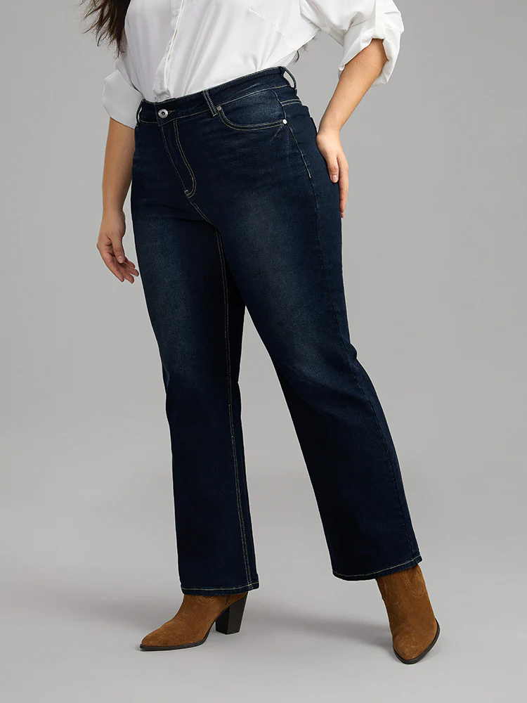 Contrast Stitch Dark Wash Jeans - Image 10
