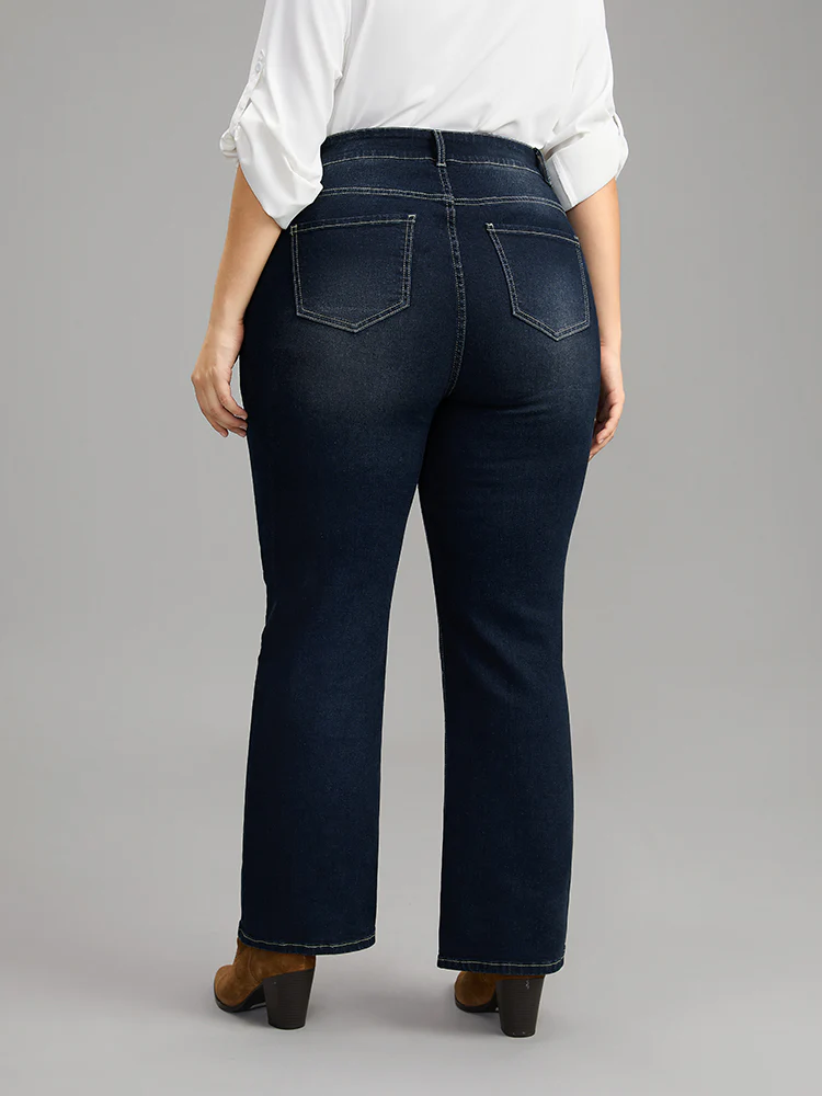 Contrast Stitch Dark Wash Jeans - Image 12