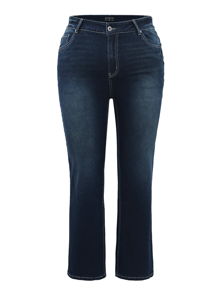 Contrast Stitch Dark Wash Jeans - Image 8