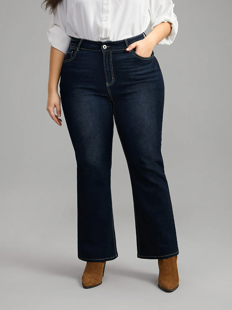 Contrast Stitch Dark Wash Jeans - Image 9