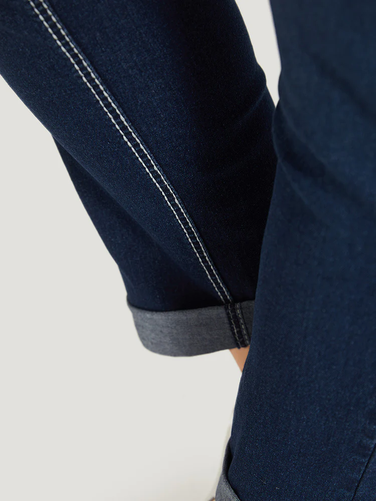 Contrast Stitch Roll Hem Straight Leg Jeans - Image 10