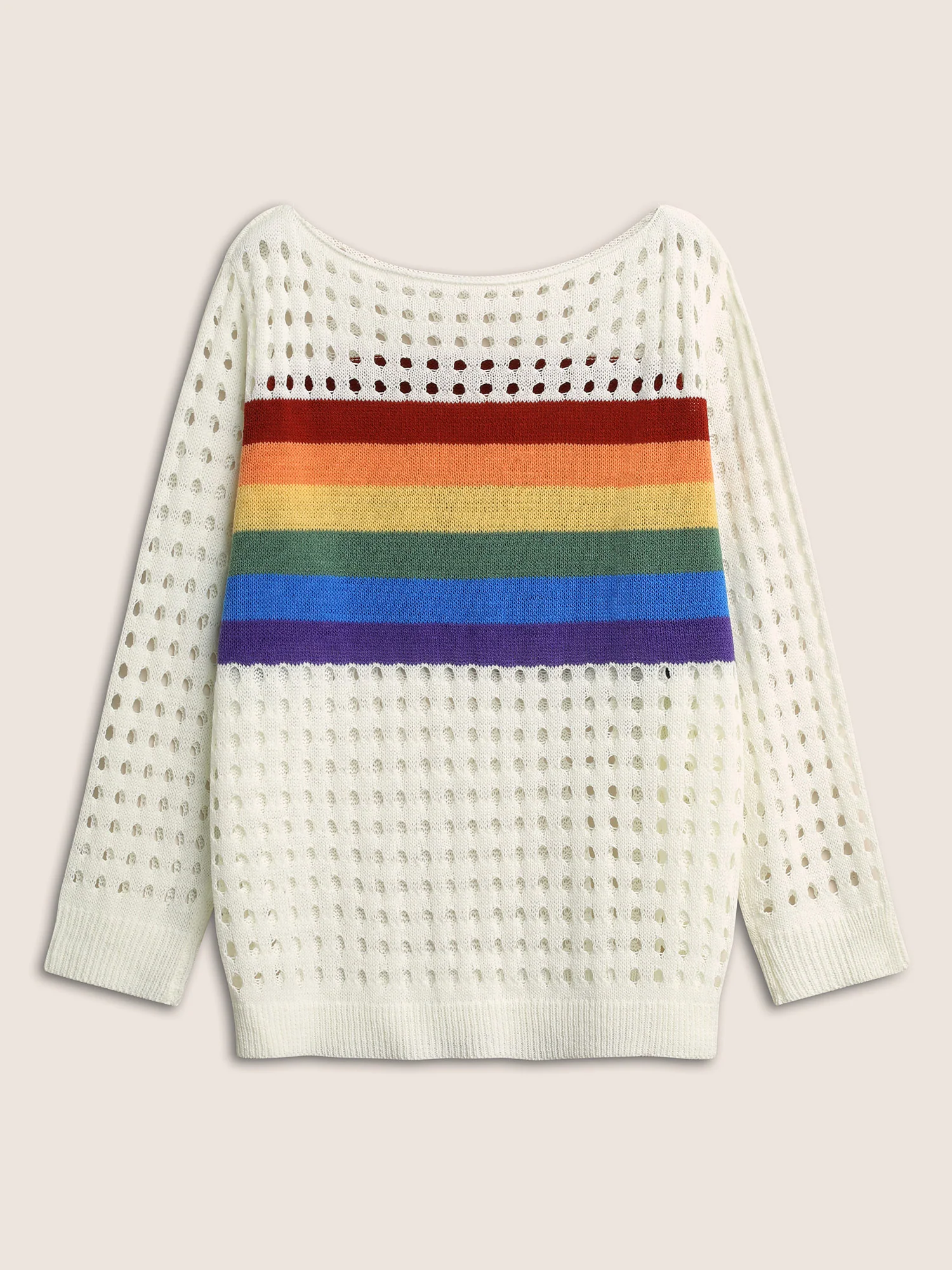 Contrast Striped Boat Neck Cut Out Pullover - Image 6