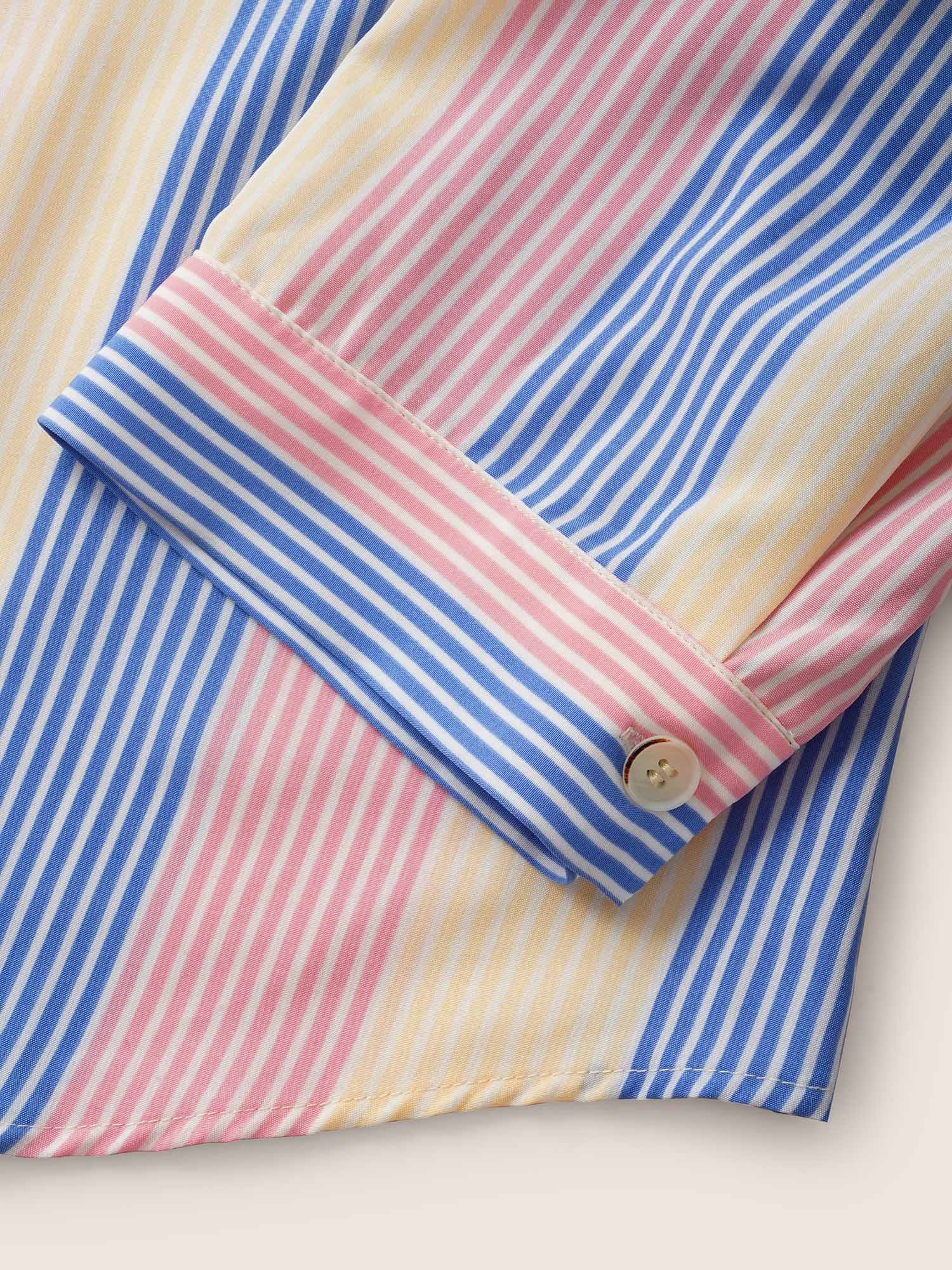 Contrast Striped Drawstring Patched Pocket Blouse - Image 7