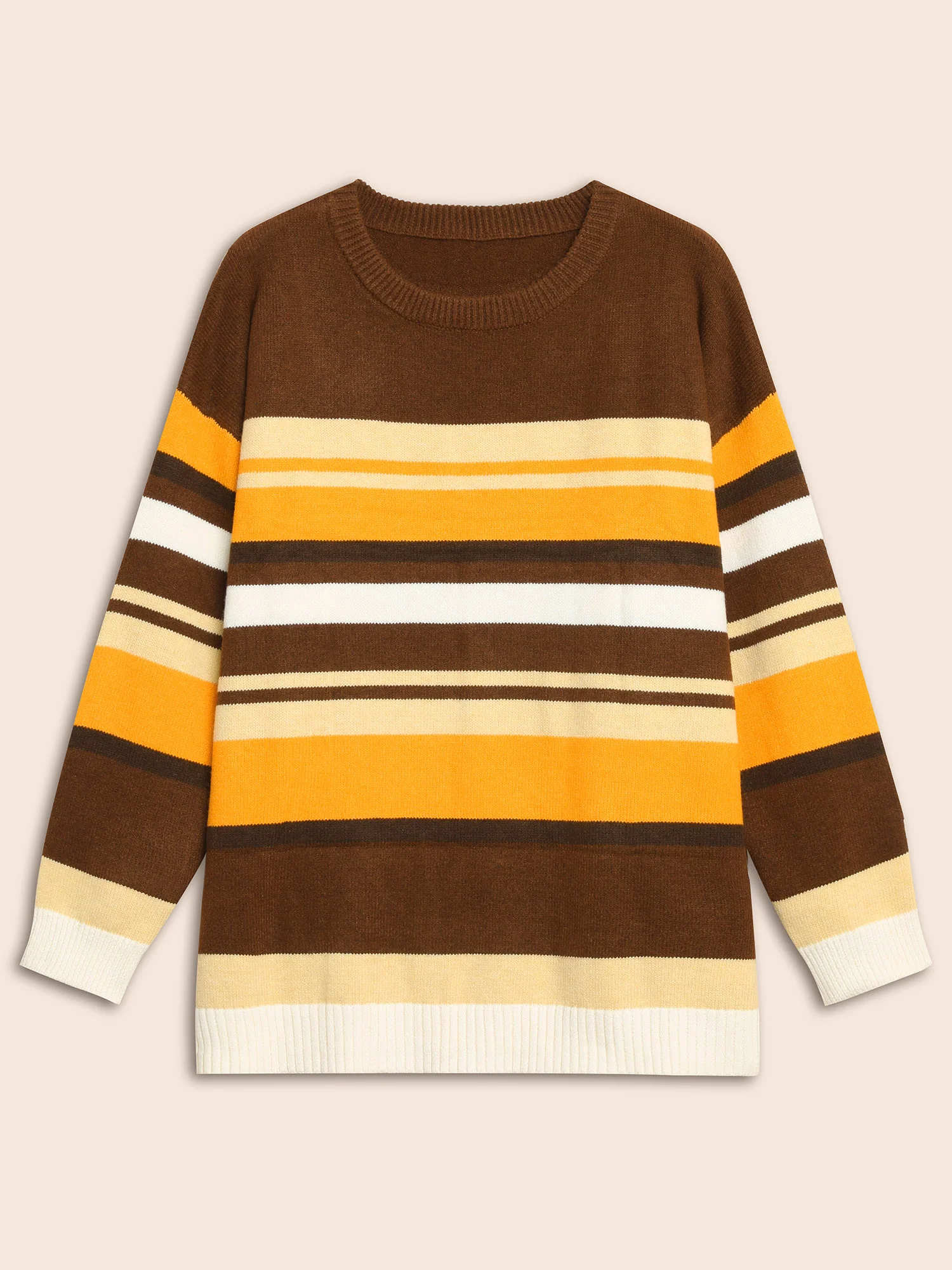 Contrast Striped Drop Shoulder Sleeve Pullover - Image 7