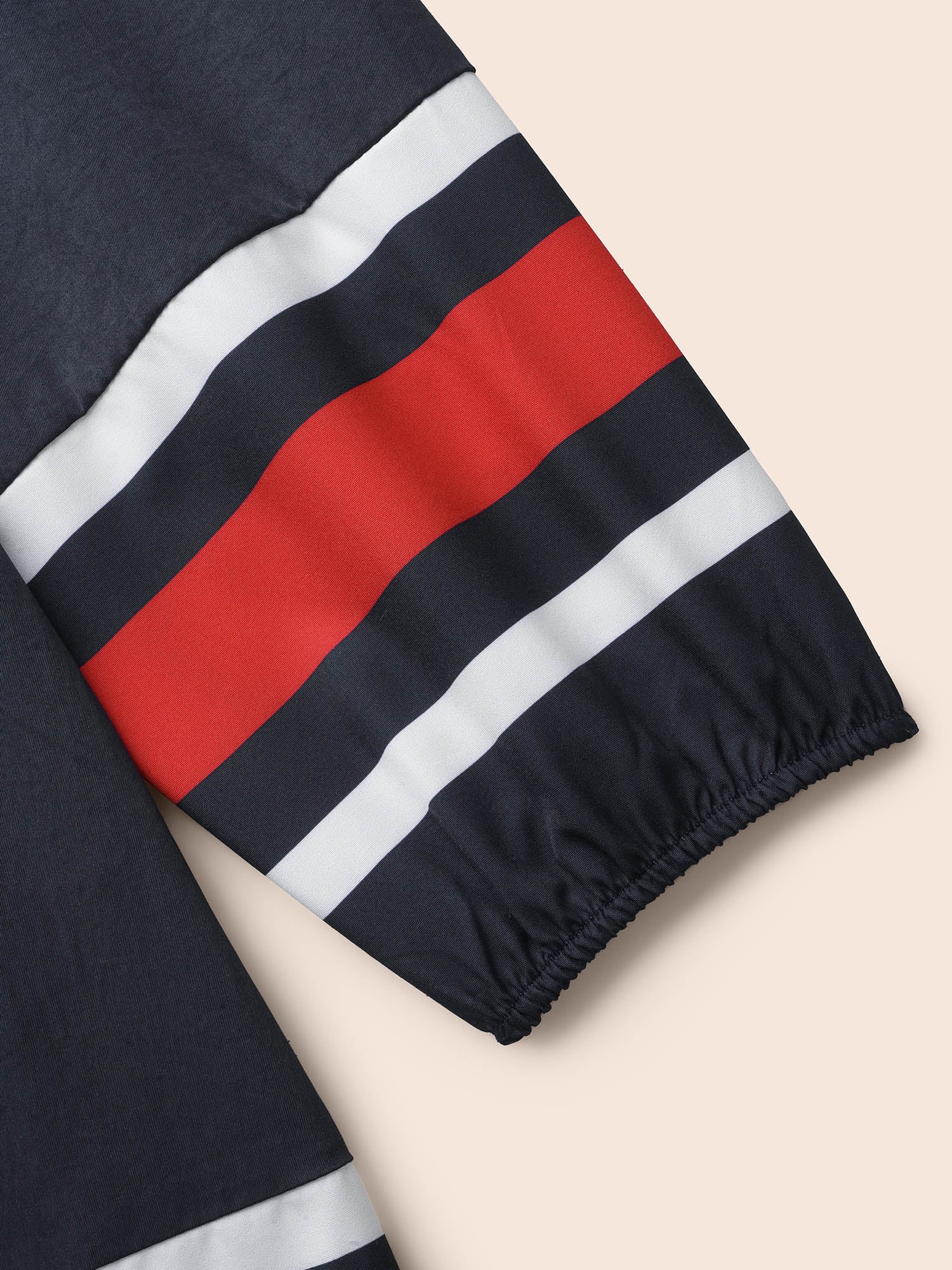 Contrast Striped Notched Ruffle Hem Dress - Image 6