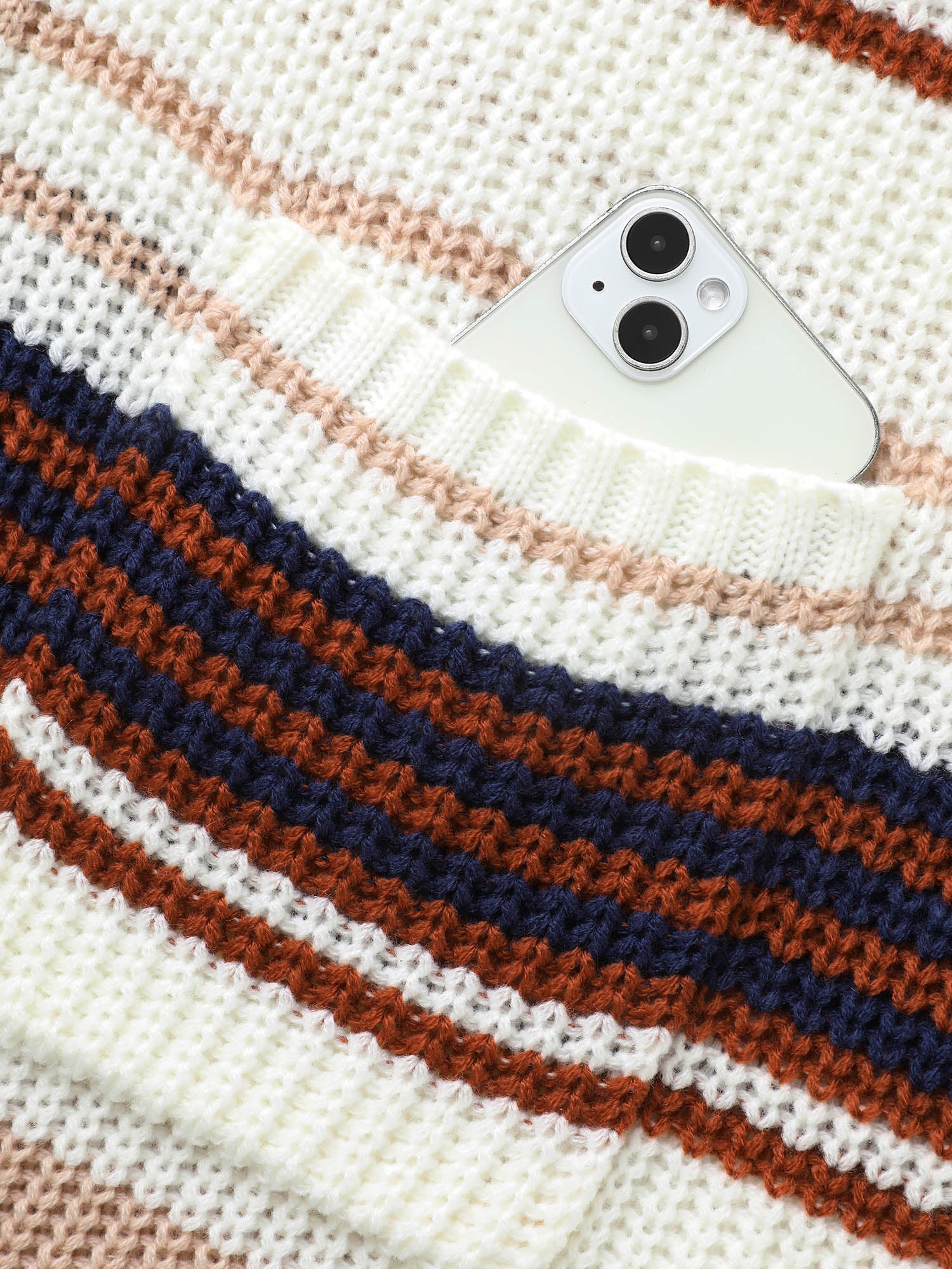 Contrast Striped Pocket Drop Shoulder Cardigan - Image 5
